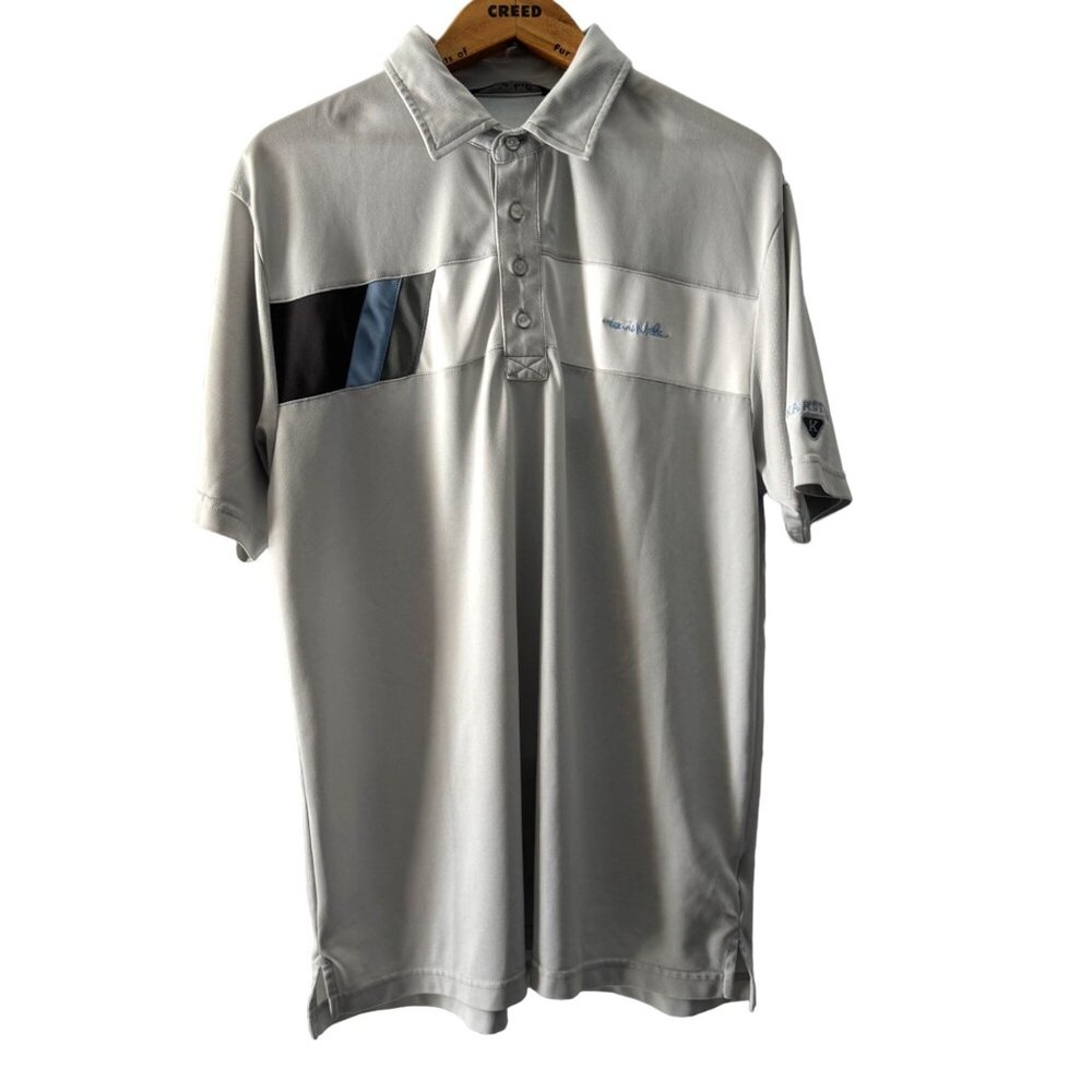 Travis Mathew Men's Gray Golf Polo SS Shirt Karsten Logo, Size L